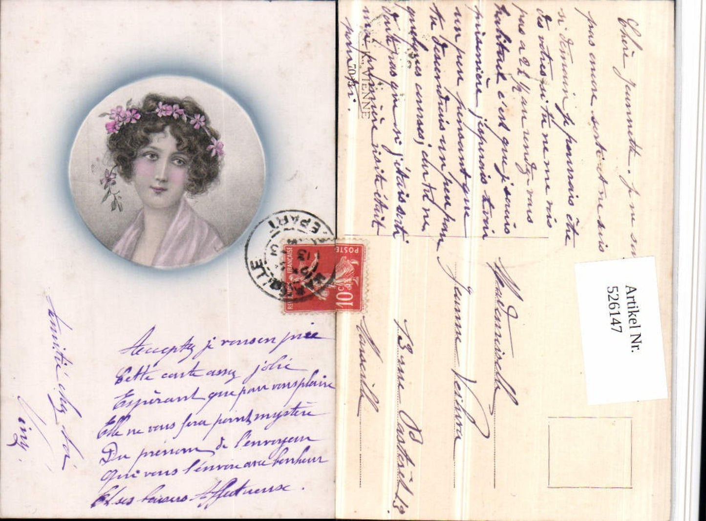 526147,Künstler AK Frau Portrait pub V.K. Vienna 7093