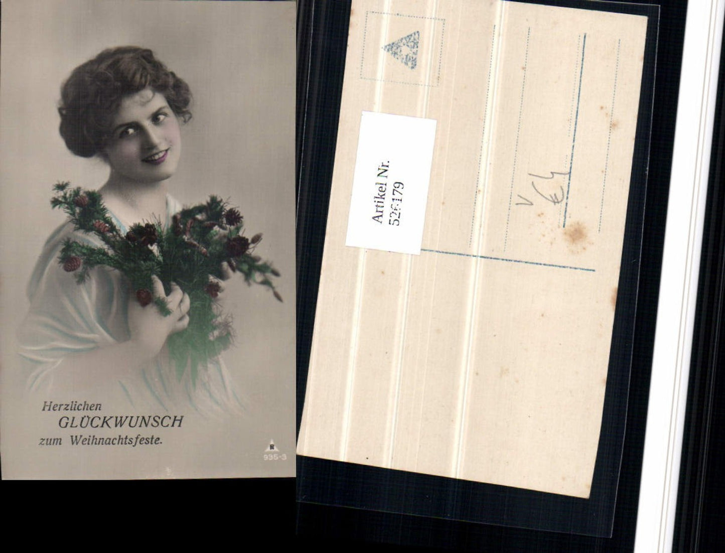 526179, Photo-AK Woman Mistletoe Christmas Portrait pub Photochemistry 935-3
