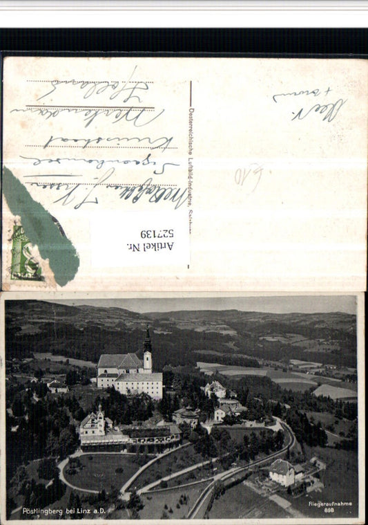 527139,seltene Fliegeraufnahme 898 Pöstlingberg bei Linz an der Donau