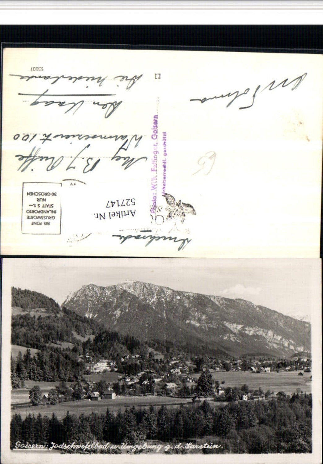 527147,sehr seltene Foto-AK Goisern m. Sarstein pub Wilhelm Fattinger Goisern