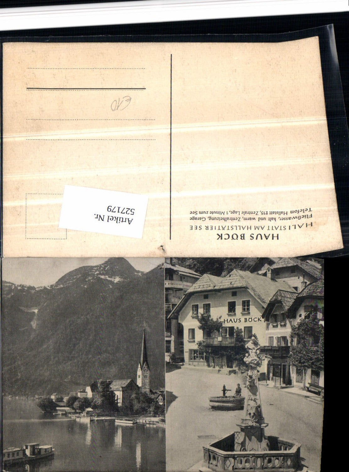 527179,seltene AK Hallstatt Haus Böck Pension Brunnen