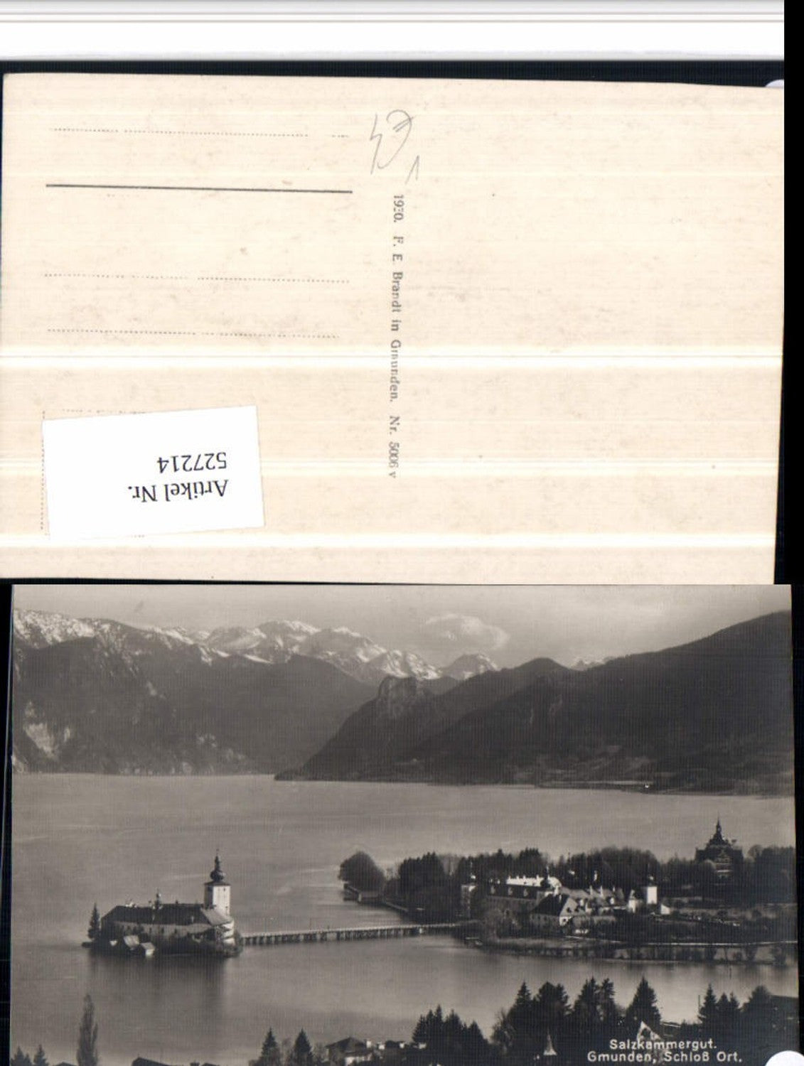527214,Foto-AK Gmunden am Traunsee m. Schloss Orth Ort pub Brandt 5006 v