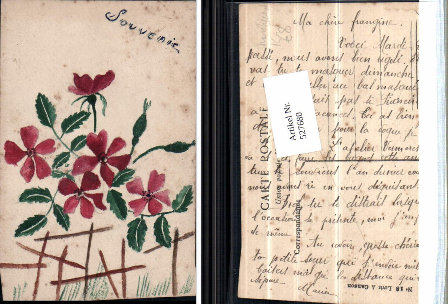527680,tolle handgemalte Künstler AK Lavis A. Canson Blumen