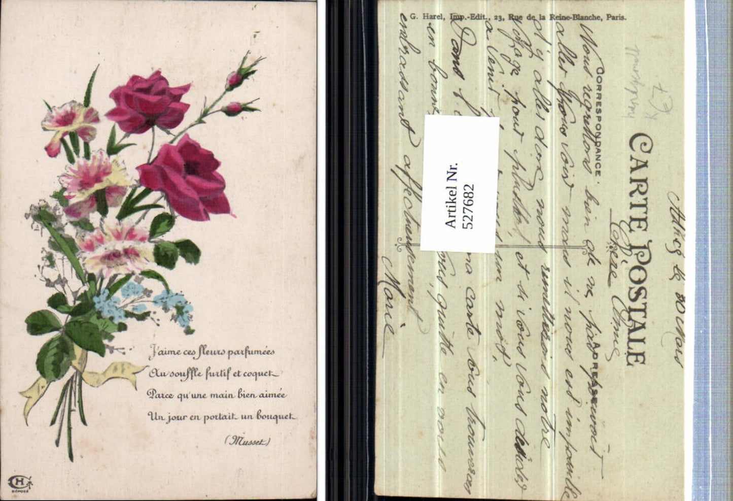 527682,tolle handgemalte Künstler AK Rose Blumen