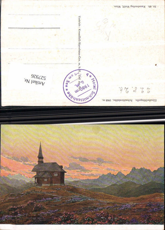 527926,Künstler AK G. Wolff Schmittenhöhe Zell am See Elisabethkapelle