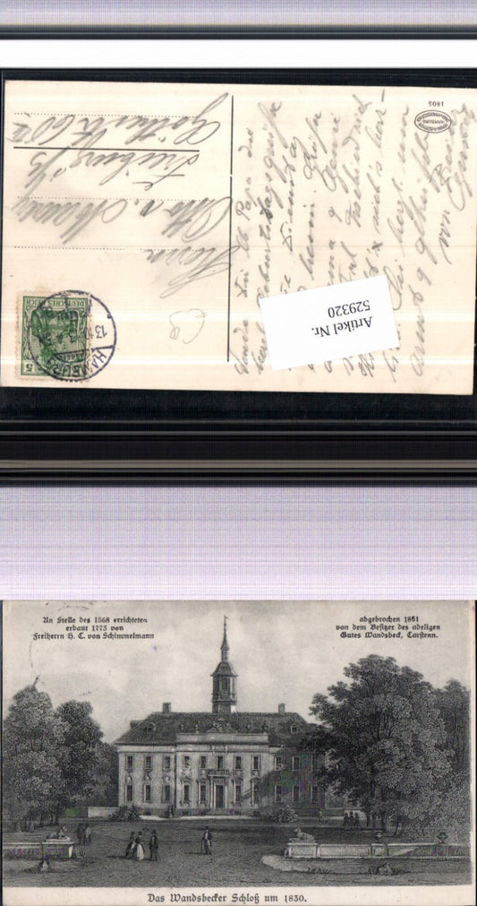 529320,Hamburg Wandsbeck Schloss um 1830 Wandsbek