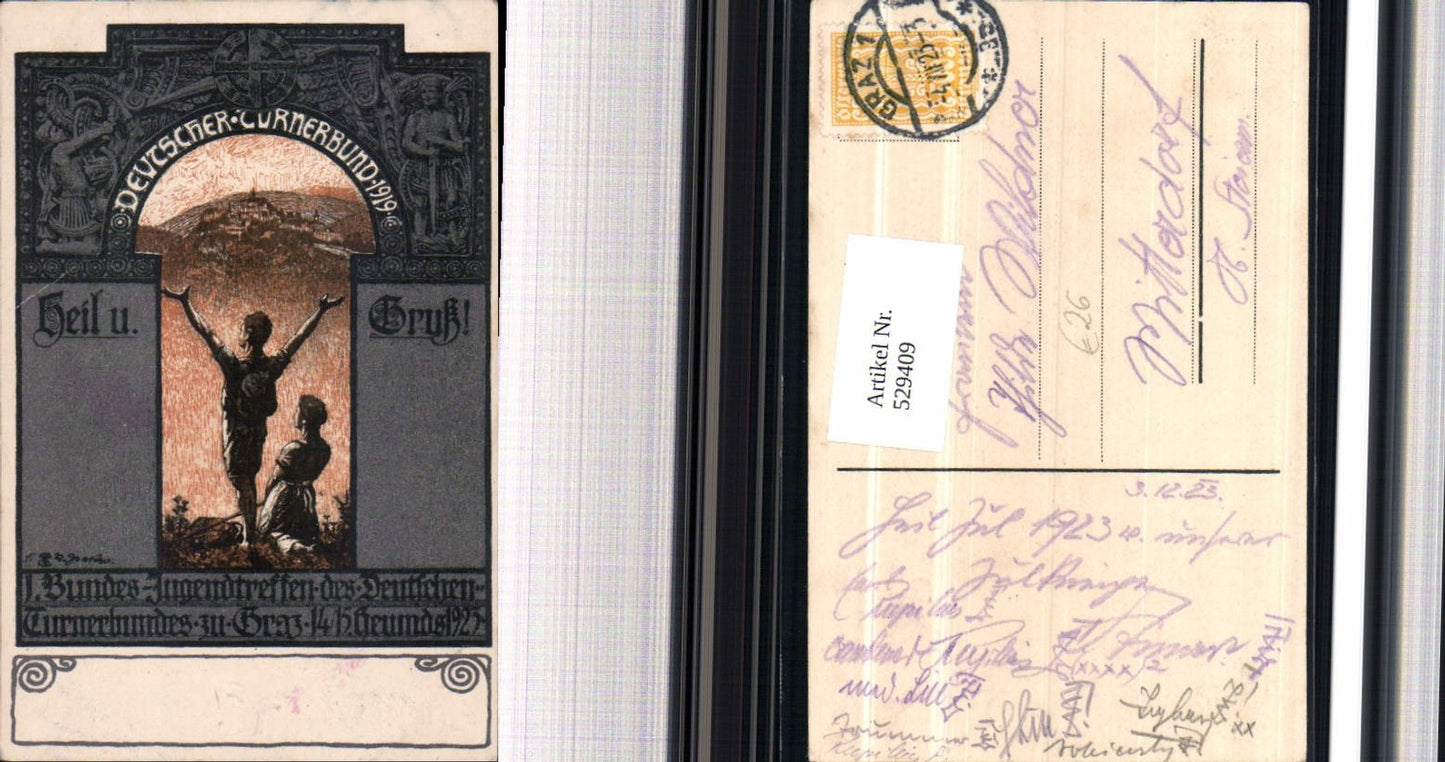 529409,seltene Künstler AK Graz Turnerbund 1923 Deutscher Turnerbund Jahn
