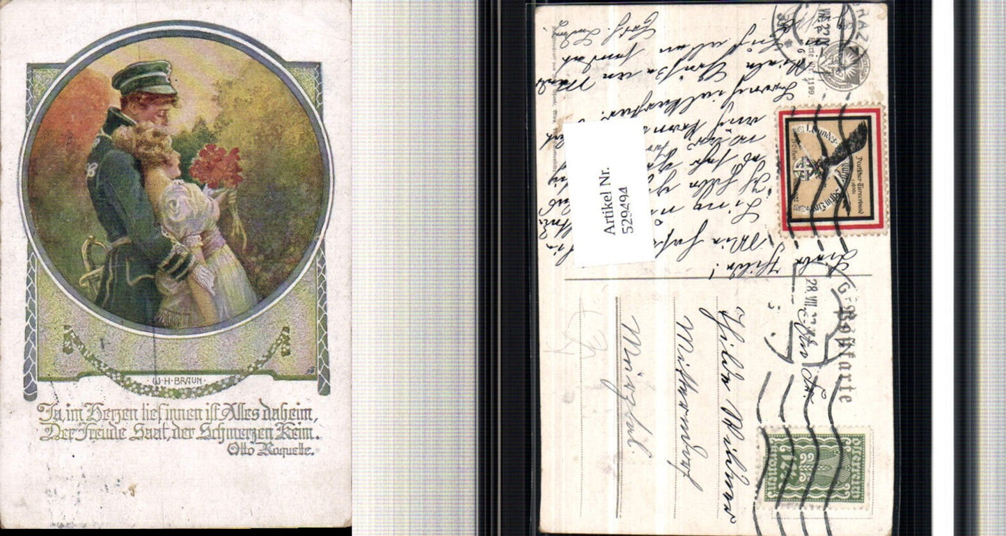 529494,Deutscher Schulverein 1199 W.H. Braun Soldat Spruch Liebe