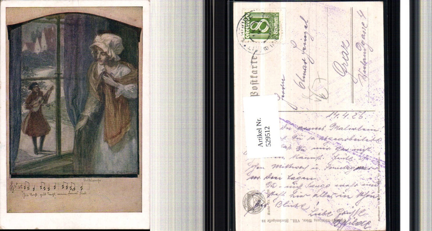 529512,Deutscher Schulverein 1220 E. Schütz Liedkarte Gitarre