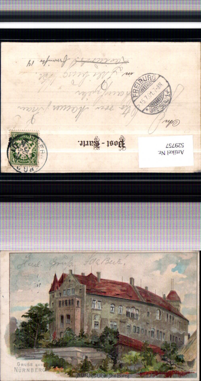 529757,tolle Künstler Litho H. Heidner Gruß aus Nürnberg Burg