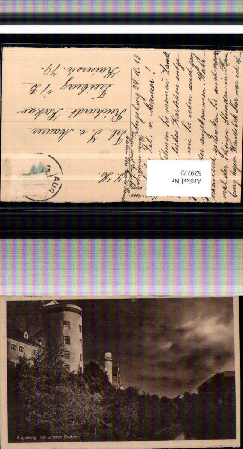 529773,Augsburg Am unteren Graben 1913 Mond AK