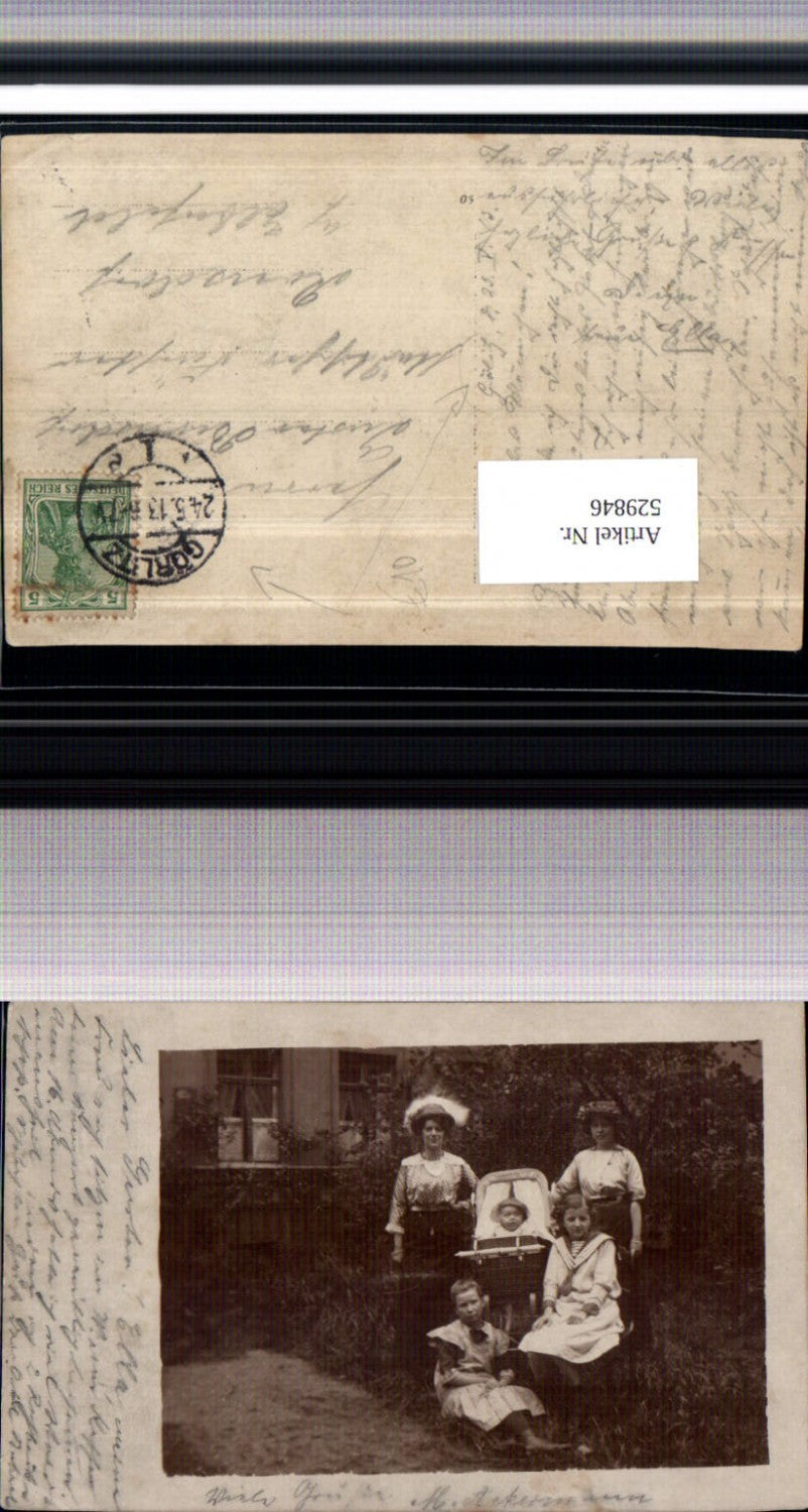 529846,UNIKAT Foto-AK Görlitz Familie Ackermann Kinderwagen Kinder