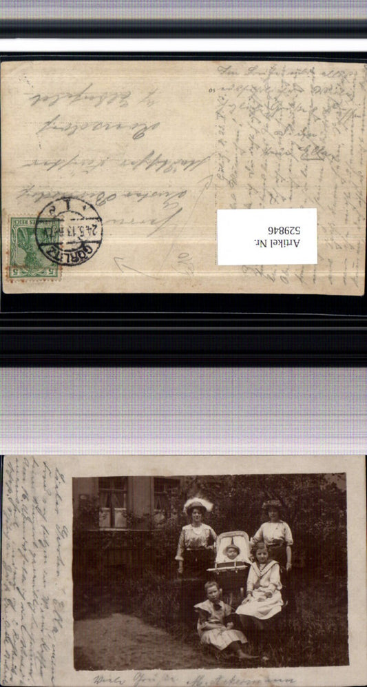 529846,UNIKAT Foto-AK Görlitz Familie Ackermann Kinderwagen Kinder