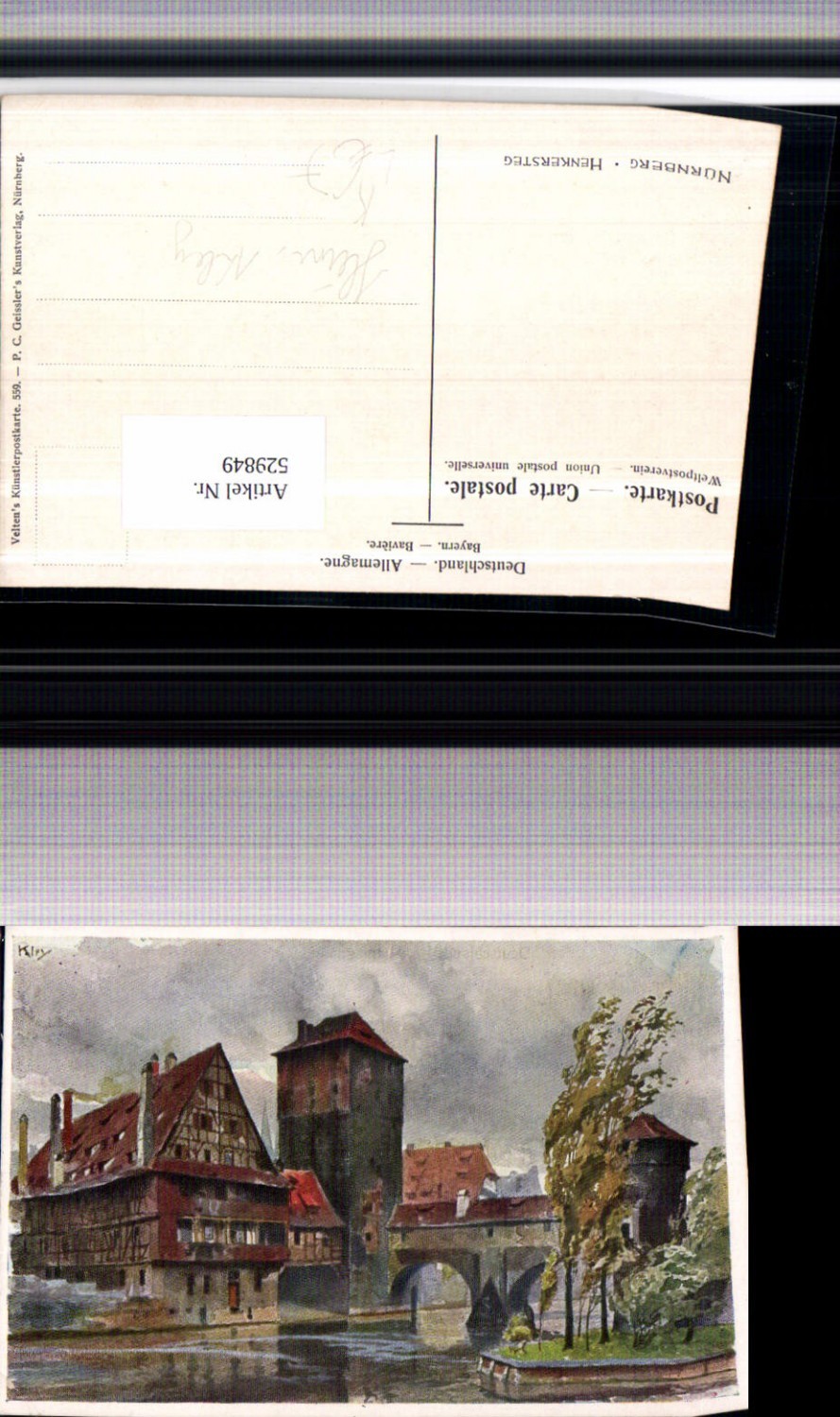 529849,Künstler Litho Heinrich Kley Nürnberg Henkersteg