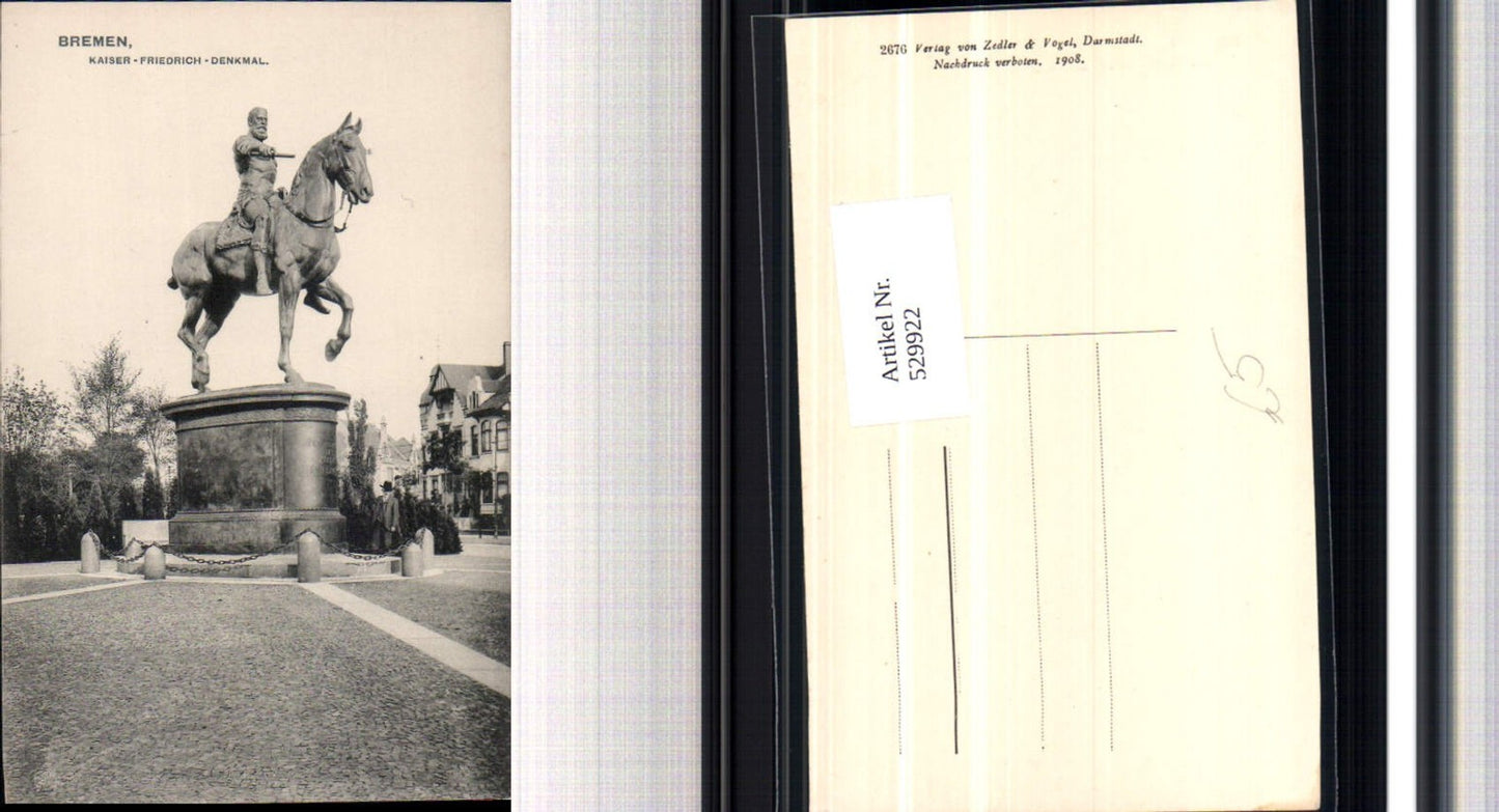 529922,Bremen Kaiser Friedrich Denkmal tolle AK pub Zedler & Vogel 2676