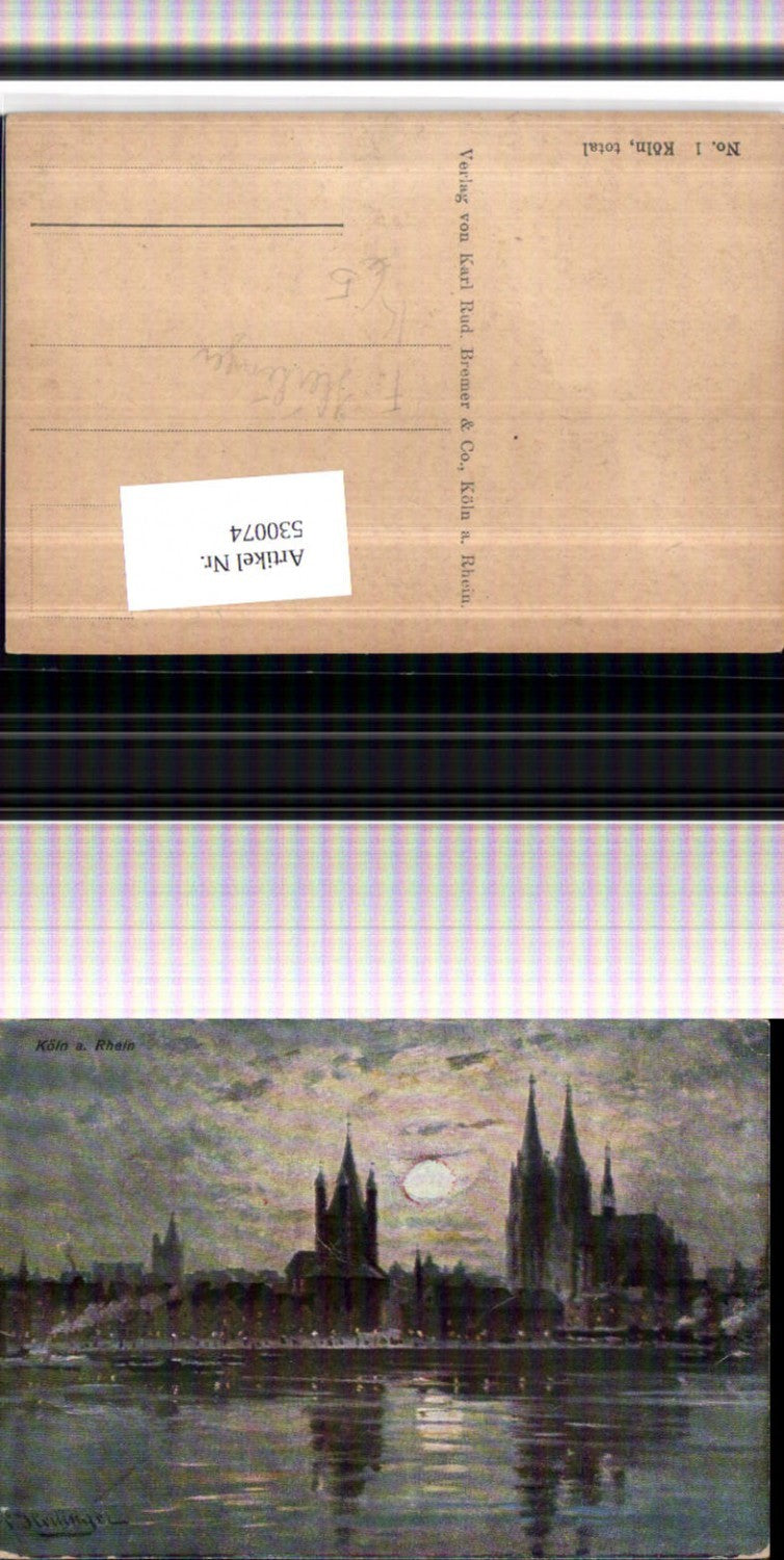 530074,Künstler AK F. Heilinger Köln im Mondschein Mond