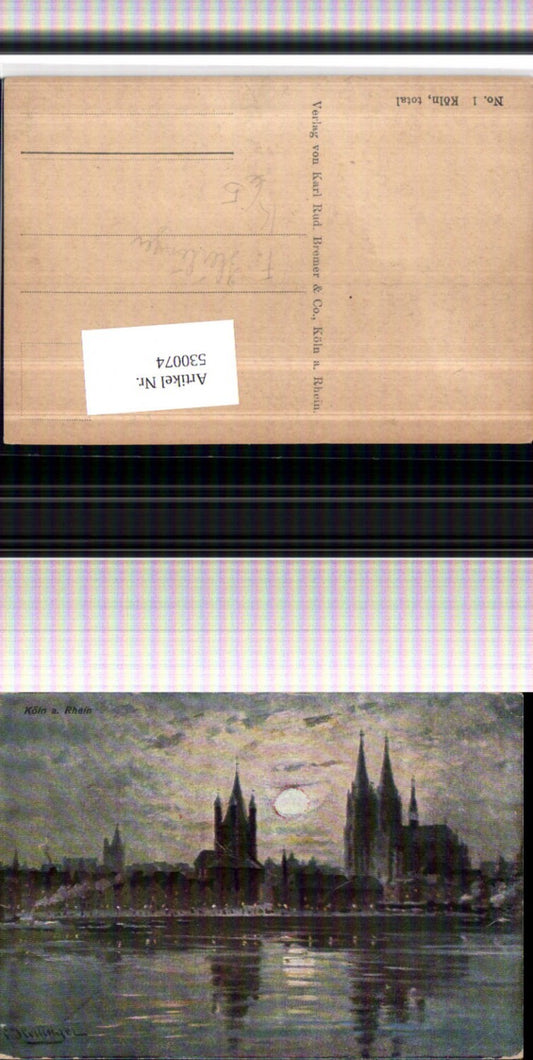 530074,Künstler AK F. Heilinger Köln im Mondschein Mond