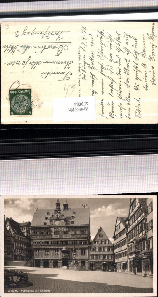530084, Photo postcard Tübingen am Neckar Market Square Town Hall