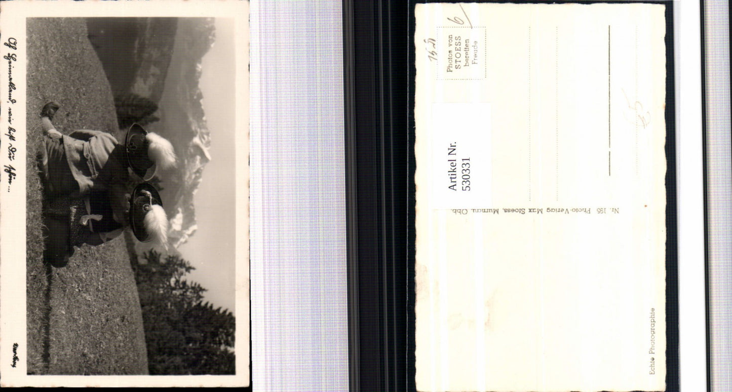 530331,Foto-AK Kind Heimatland Hut Federhut Tracht Trachten Kinder Murnau Stoess