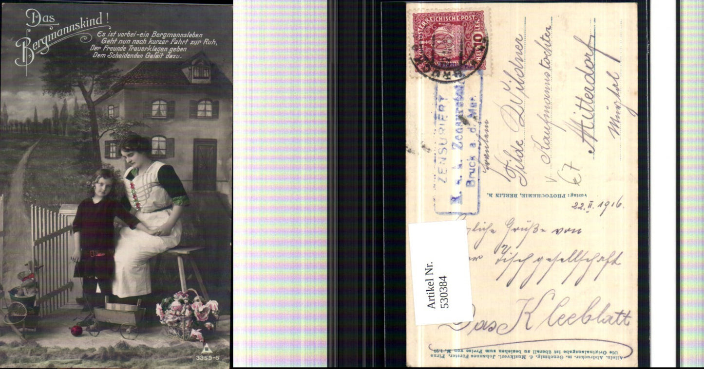 530384,Foto-AK Bergmannskind Frau Schürze pub Photochemie Berin 3359-5