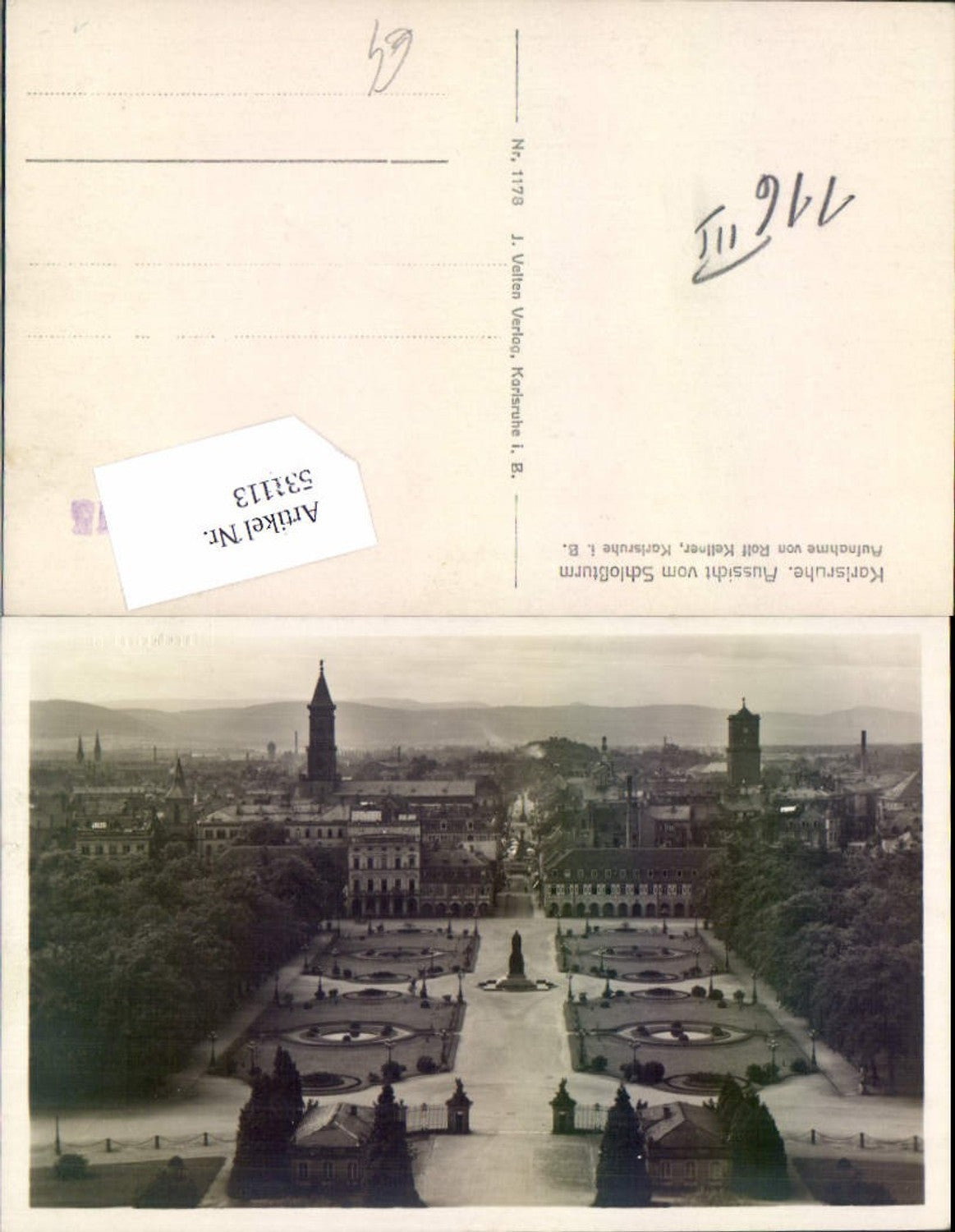531113,Karlsruhe Aussicht v. Schloßturm pub Kellner 1178
