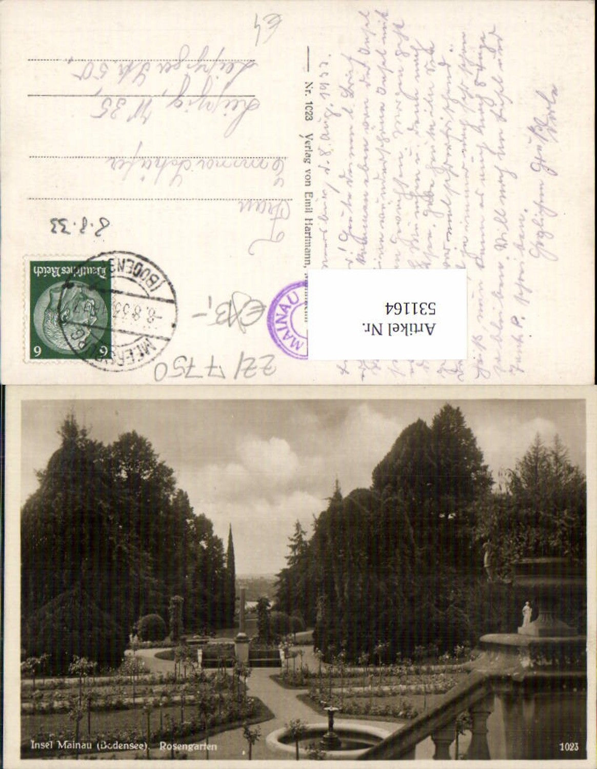 531164,Foto-AK Insel Mainau im Bodensee Konstanz Rosengarten