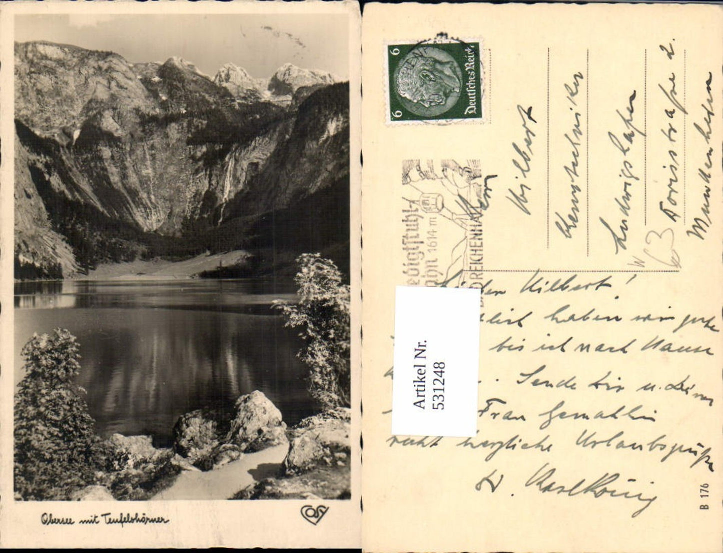 531248,Foto Ak Obersee m. Teufelshörner Schönau am Königssee
