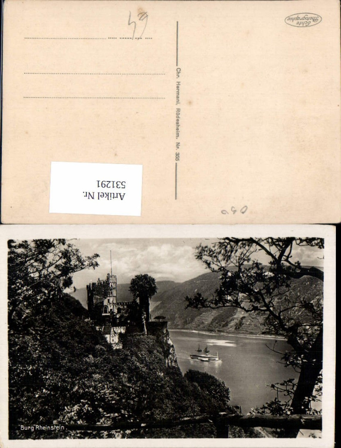 531291,Foto Ak Burg Rheinstein Schiff Dampfer Trechtingshausen