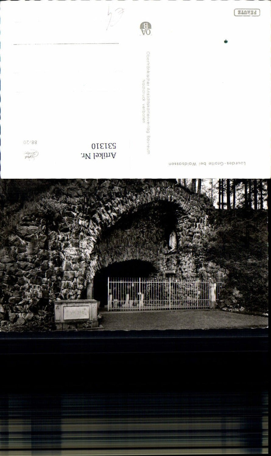531310,Foto Ak Waldsassen Lourdes-Grotte Höhle