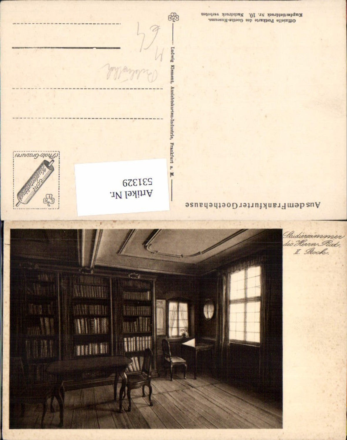 531329,Frankfurt Main Goethehaus Goethe Studierzimmer d. Herrn Rat Bibliothek