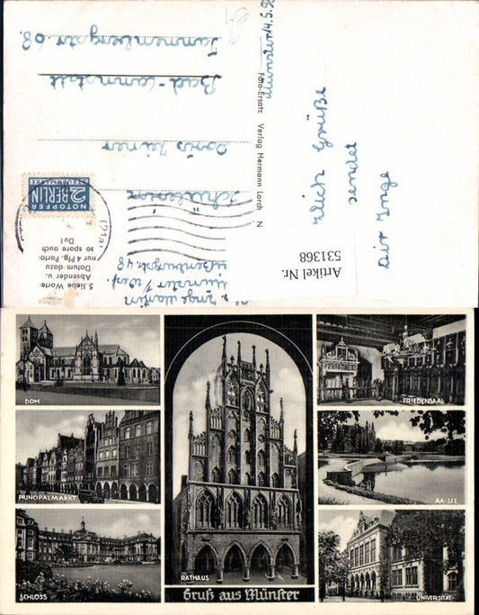 531368,Mehrbild Ak Münster Rathaus Dom Schloss