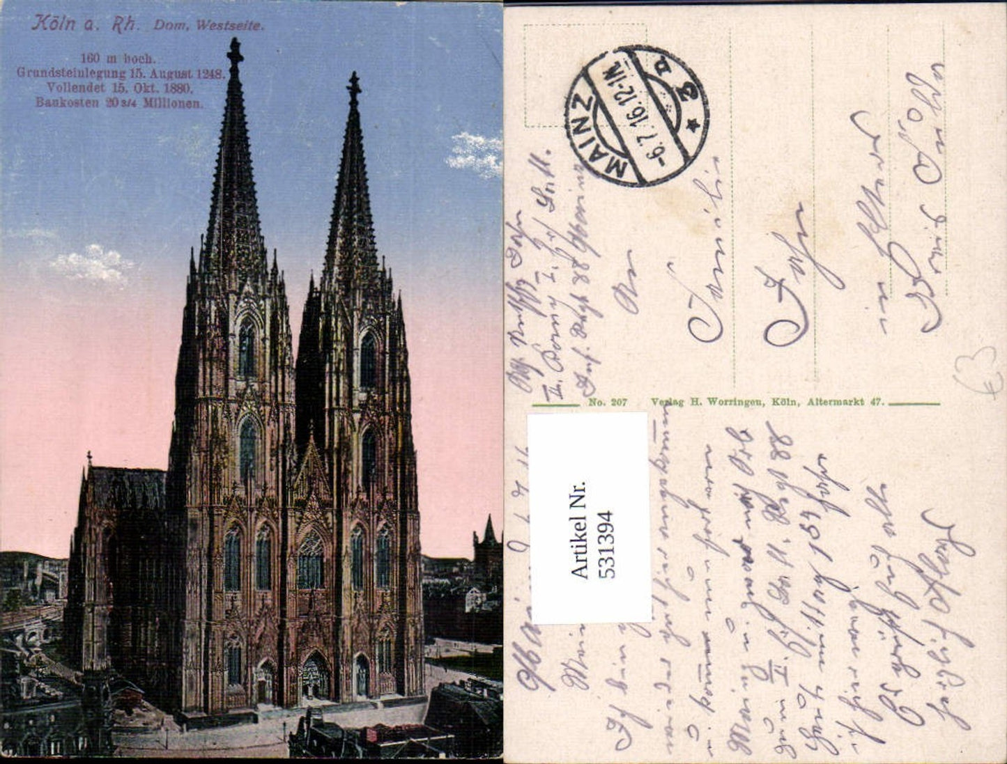 531394,Köln a. Rhein Dom Westseite