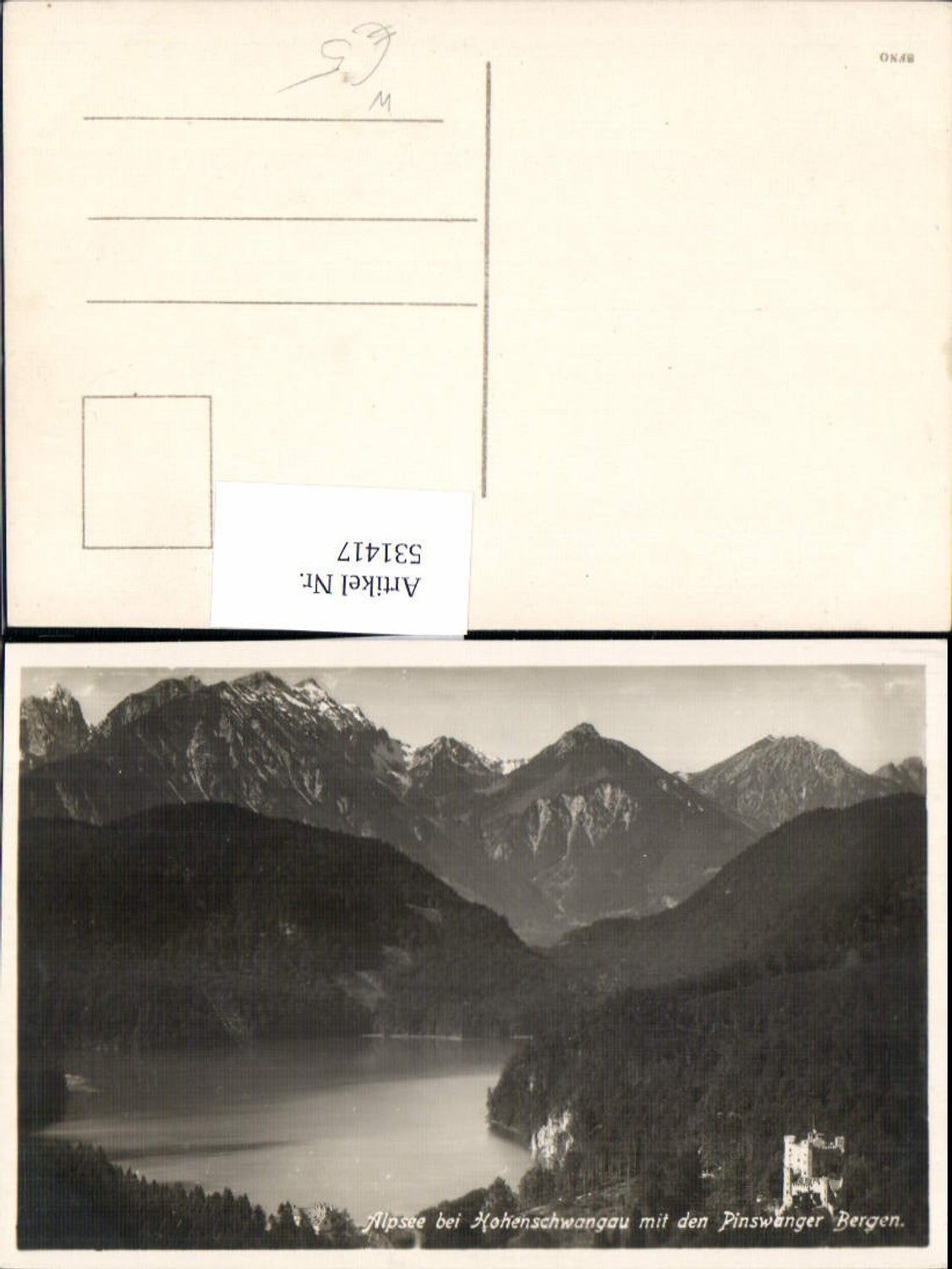 531417,Foto Ak Alpsee m. Hohenschwangau m. d. Pinswanger Bergen Schwangau Füssen