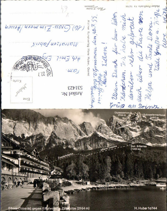 531423,Eibsee geg. Riffelwand u. Zugspitze Grainau pub Huber 10744