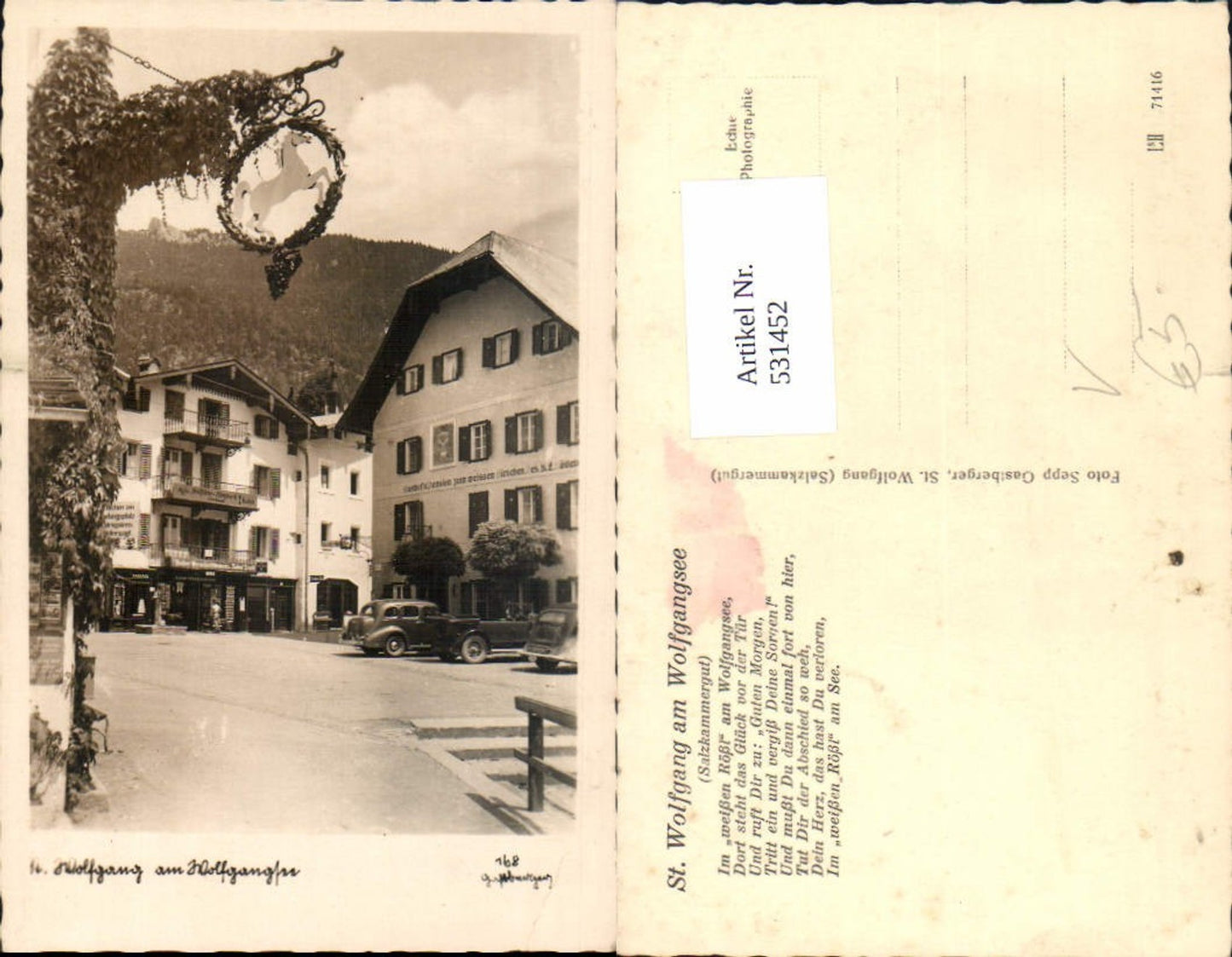 531452,St. Wolfgang am Wolfgangsee Hauptplatz Oldtimer pub Gastberger 168