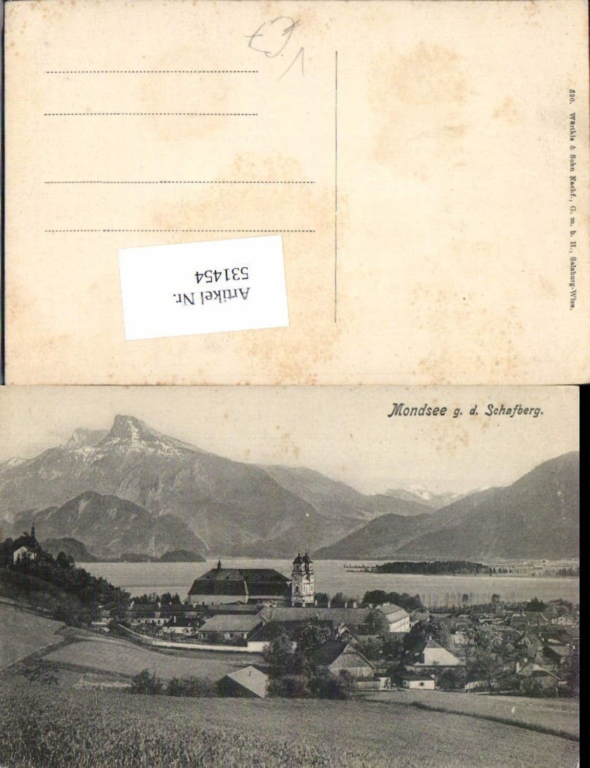 531454,tolle AK Mondsee gegen Schafberg pub Würthle 530