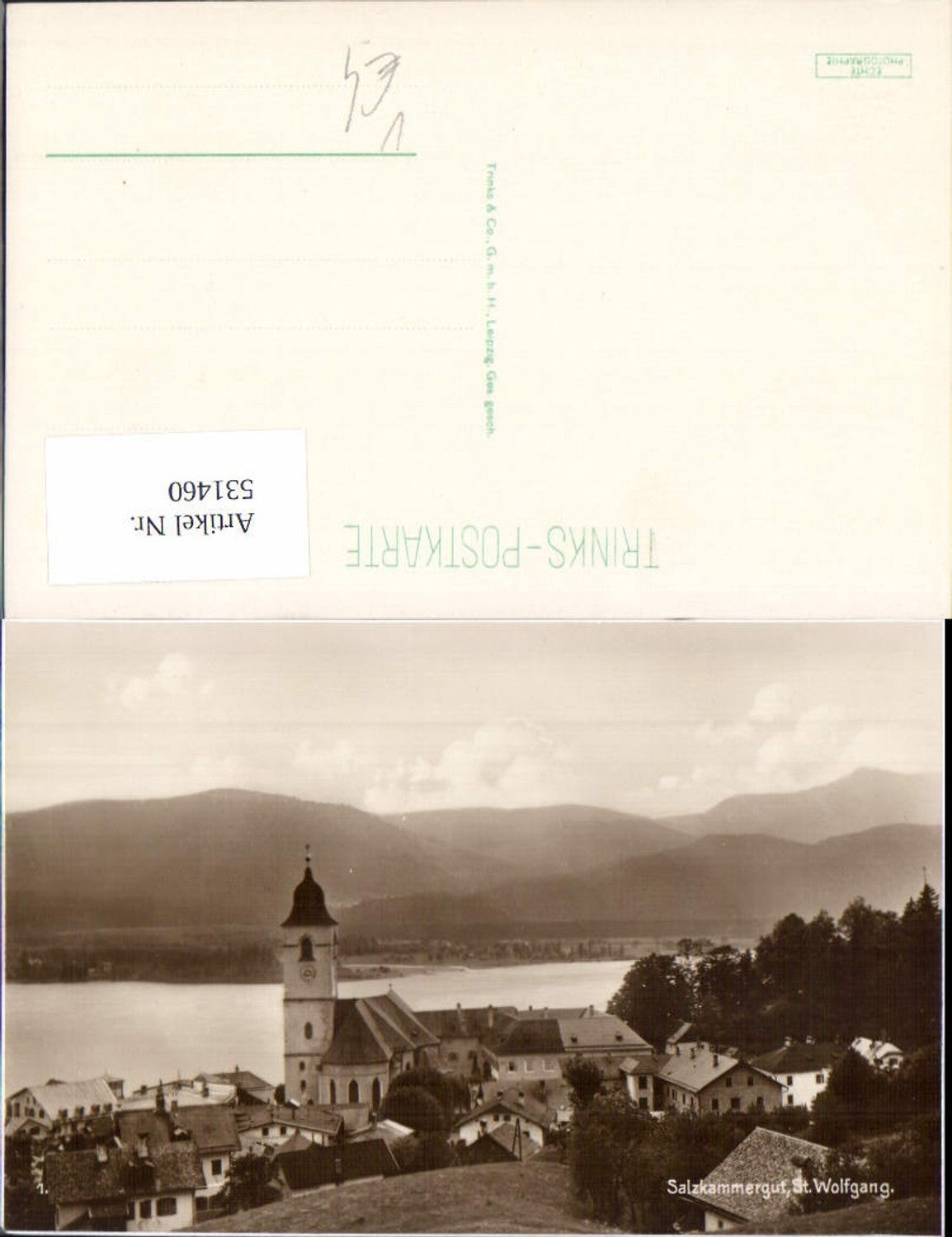 531460,Salzkammergut Foto-AK St. Wolfgang tolle Ortspartie pub Trinks