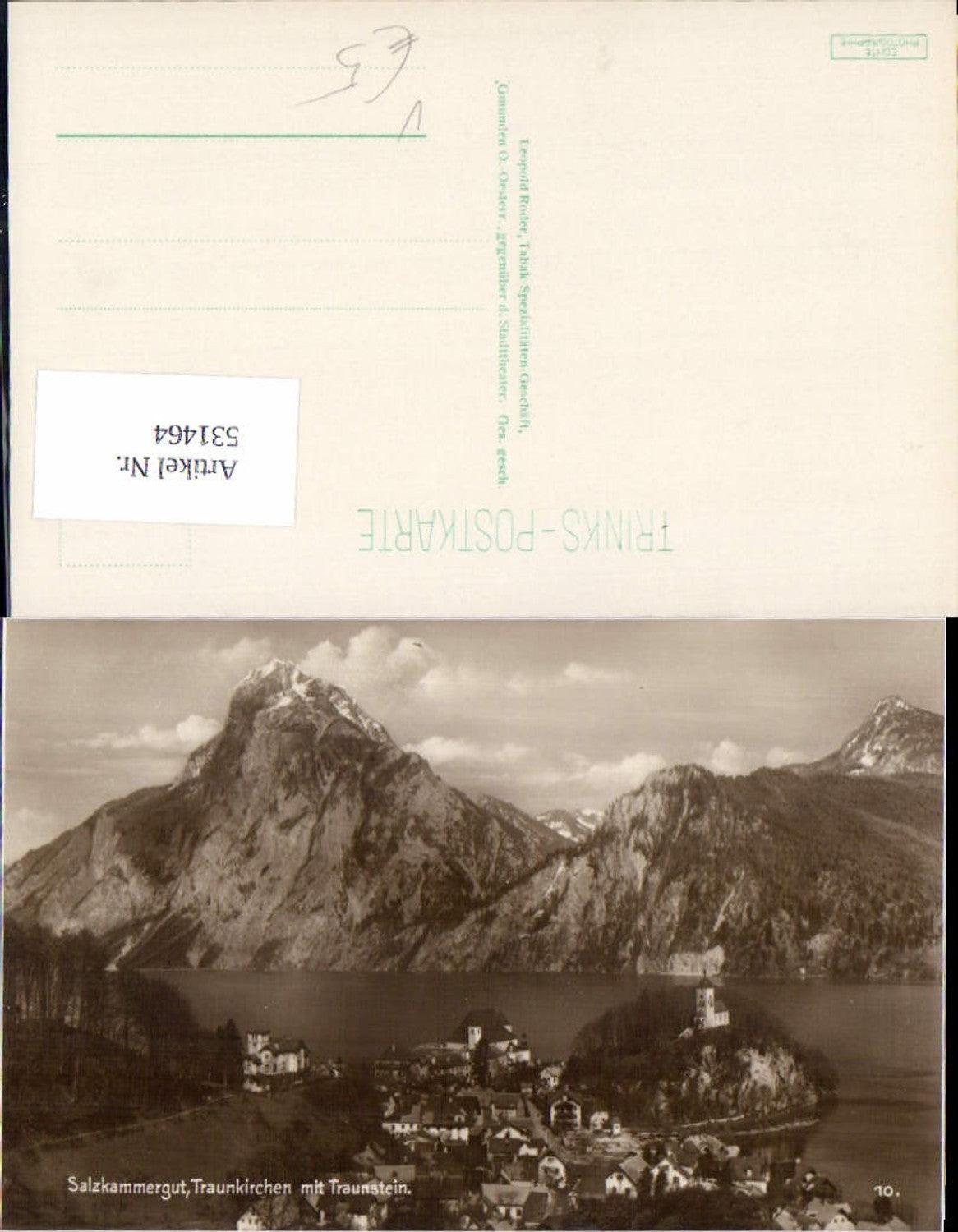 531464,Salzkammergut Foto-AK Traunkirchen m. Traunstein pub Trinks
