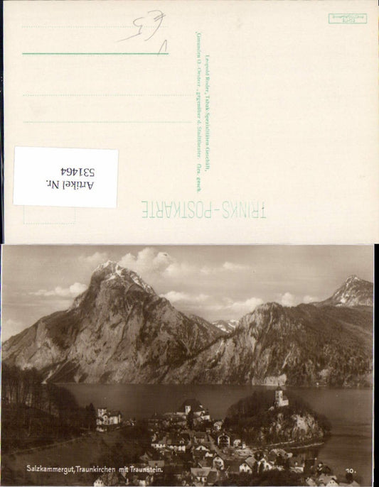 531464,Salzkammergut Foto-AK Traunkirchen m. Traunstein pub Trinks