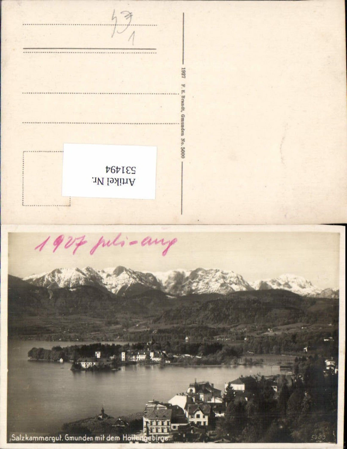 531494,Salzkammergut Gmunden am Traunsee Höllengebirge pub Brandt 5000