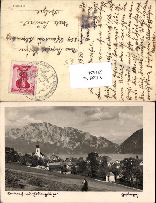 531524,Foto-AK Unterach m. Höllengebirge pub Gastberger