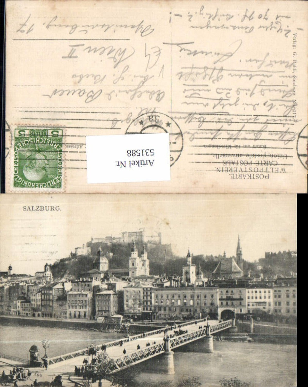 531588,Salzburg Stadt Brücke um 1905 pub Baldi 117
