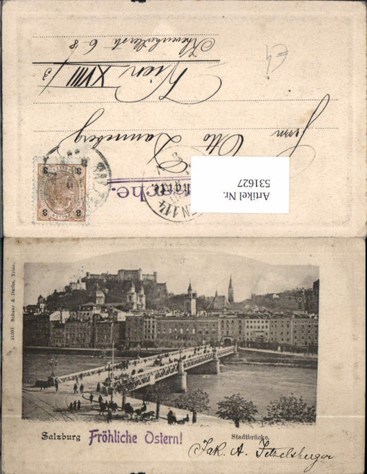 531627,Salzburg Stadtbrücke Brücke Unterschrift Jetzelsberger Verleger !!! RAR