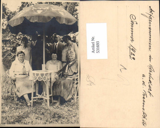 531693,seltene Foto-AK Kirchdorf an der Krems 1929 Familienportrait Sonnenschirm Schirm