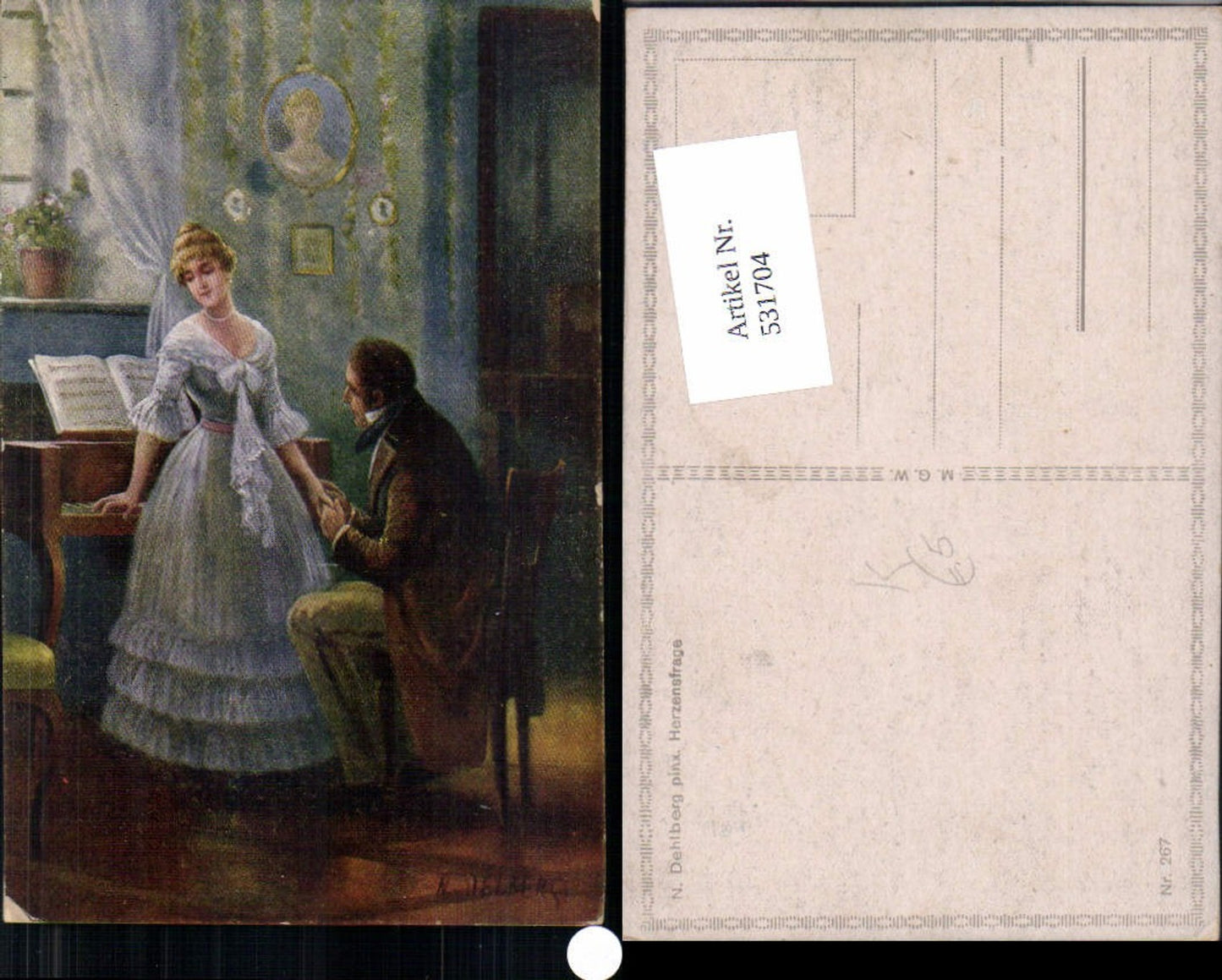 531704, Artist AK N. Dehlberg Woman Love Couple Piano Music Matter of the Heart
