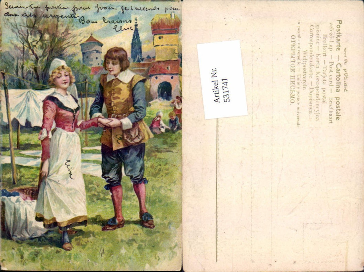 531741,Künstler AK Frau Liebe Paar Holländische Trachten Tracht