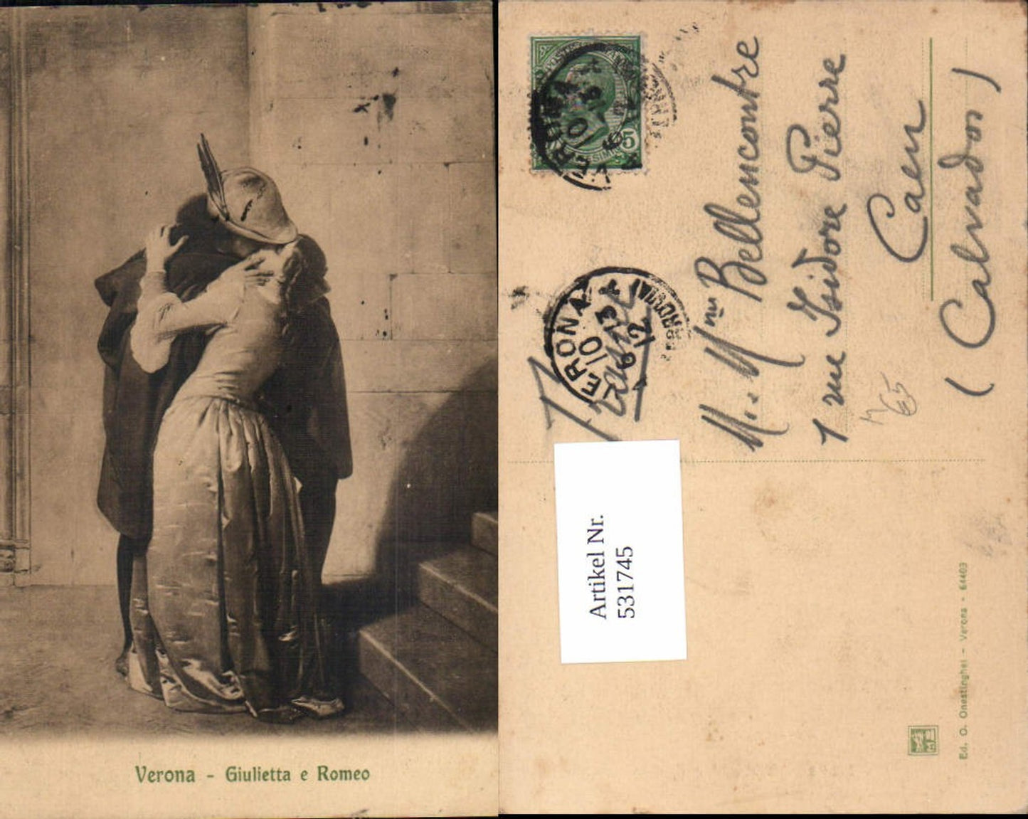 531745,Künstler AK Frau Liebe Paar Kuss küssen Federhut nachporto