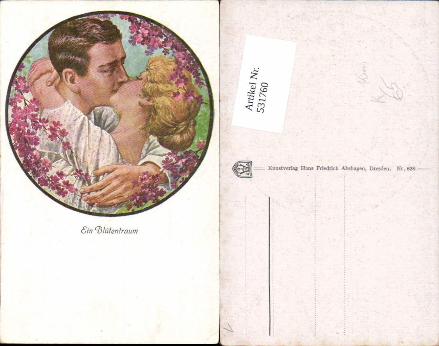 531760,Künstler AK Fr. Rowland Frau Liebe Paar Kuss küssen Glamour