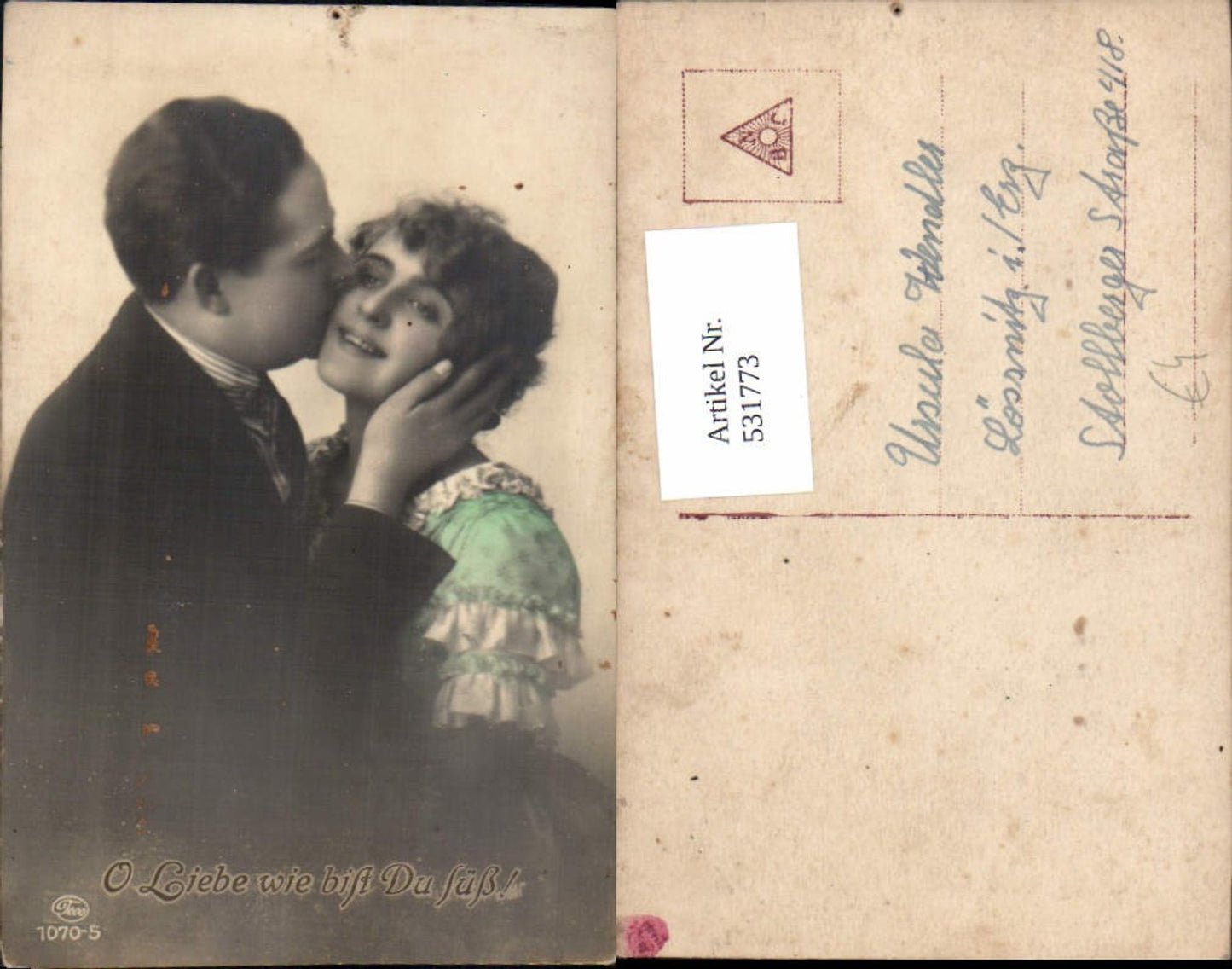 531773,Foto-AK Frau Liebe Paar Kuss küssen  Mann