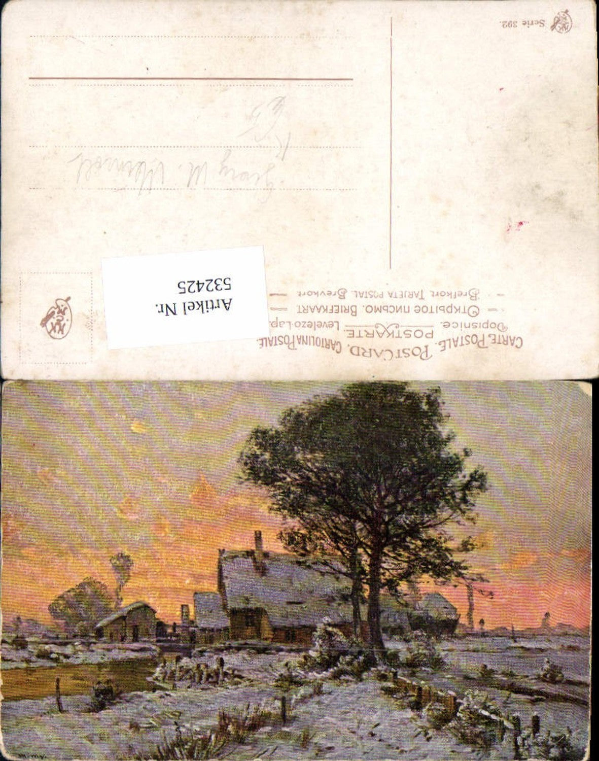 532425, Artist AK Georg M. Meinzolt Munich Village Winter